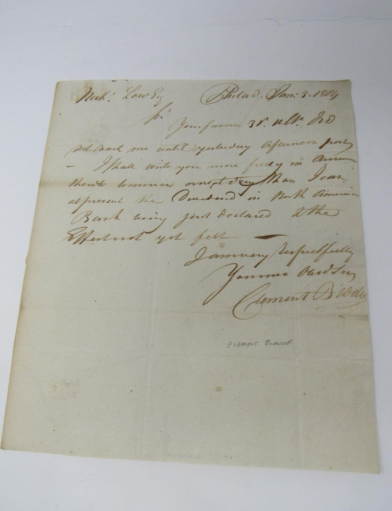 Item #1015 ALS. Clement Biddle Revolution War Soldier. Clement Biddle.