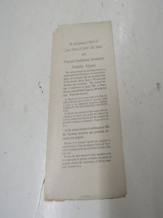 The Reorganized Church of Jesus Christ of Later Day Saints and Proposed Constitutional Amendments...