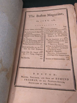 Four Issues of the Boston Magazine, 1785-86