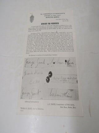 Reward For Murder George Goode who murdered Stella Kala. Boston June 23, 1927