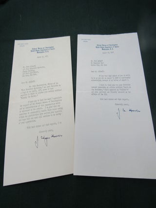 2 TLS's J. Egar Hoover to Fred Allhoff in which Hoover thanks Allhoff for portraying the FBI. John Edgar Hoover.