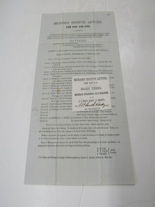 Circular Letter Advertising Mechanic Institute Lectures of the Year 1847-8