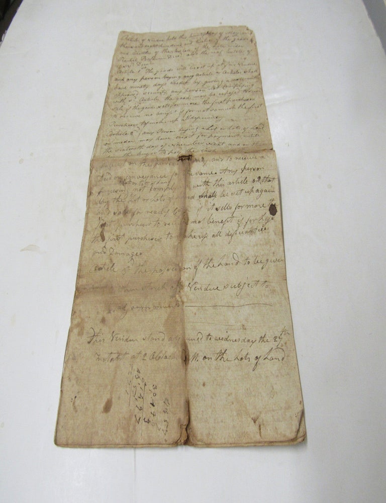 Item #2446 Manuscript Articles of Vendue Widow Rachel Baldwin [Bloomfield, NJ] May 20th, 1812