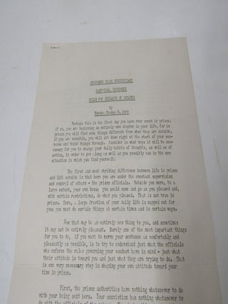 Tennessee State Penitentiary Rules for Guidance of Inmates. Thomas P. Gore, Warden.