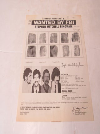 FBI Wanted Poster Stephen Mitchell Bingham-Black Panthers George Jackson