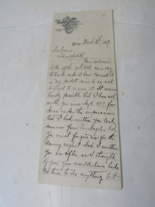 Letter from S.B. Bowman, Dated Chicago, March 5th, 1899 to his cousins Tobias and Judith