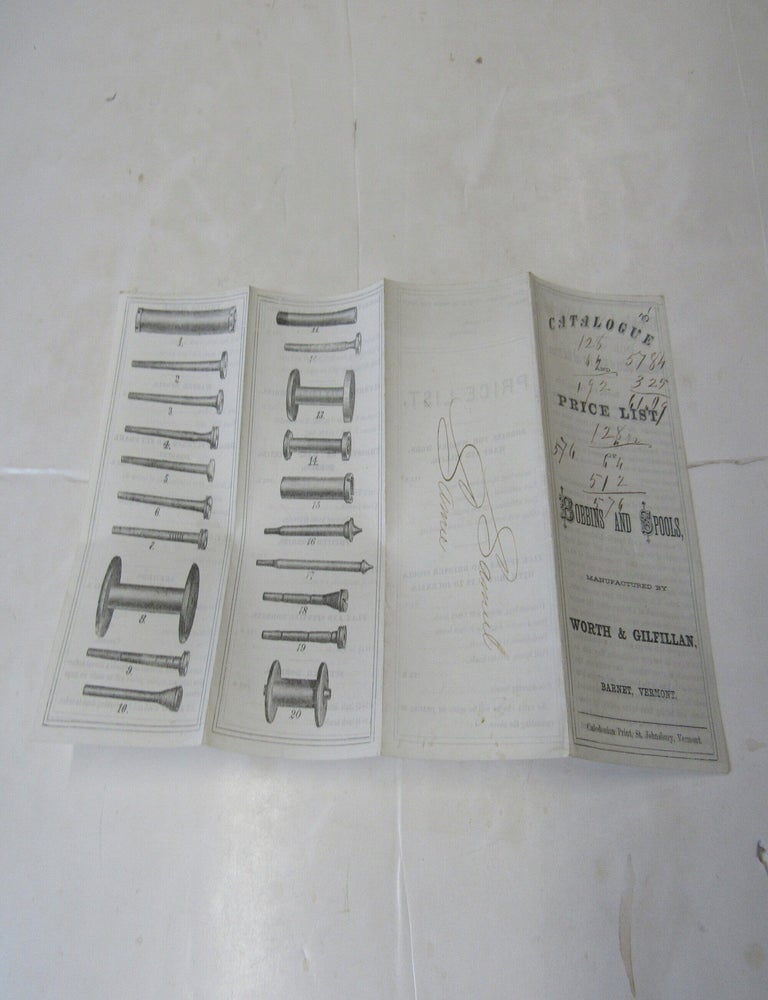 Item #3116 Catalogue and Price List Bobbins and Spools Manufactured by Worth & Gifillan