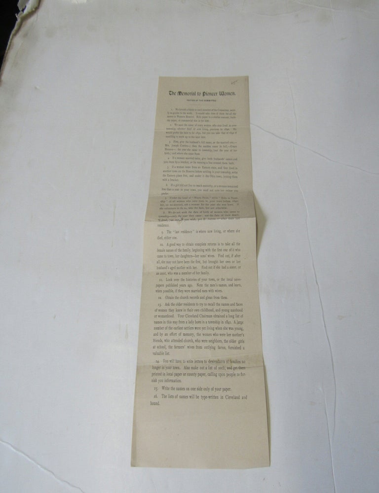 Item #3125 Memorial to Pioneer Women (Duties of the Committee)