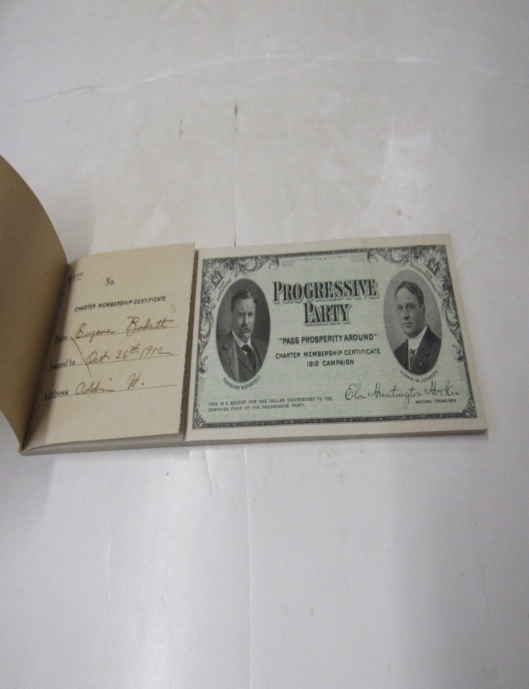 Item #3141 Receipt book for membership in the Progressive Party for 1912