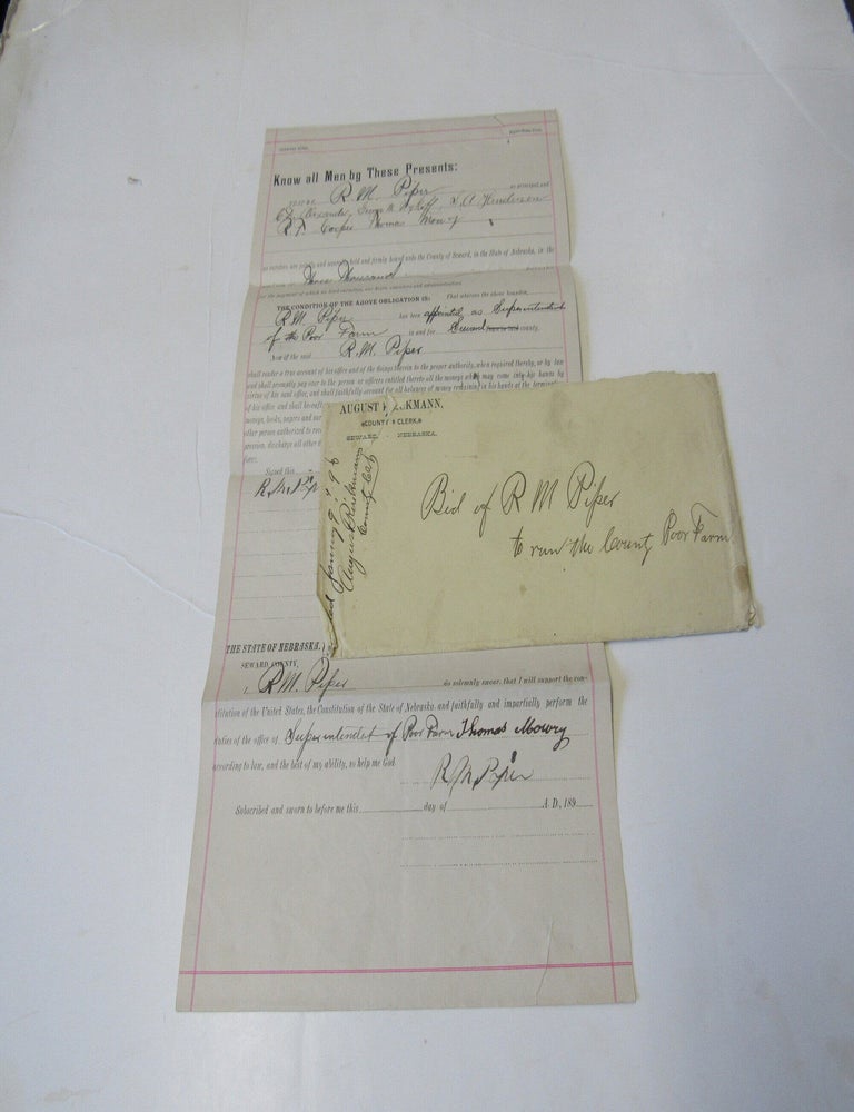 Item #3158 c.1890s Bid for the Right to Run a Poor Farm in Seward County, Nebraska