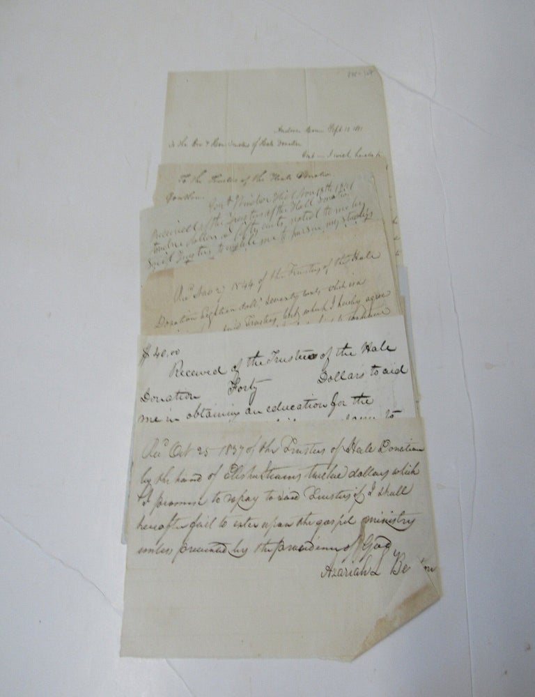 Item #3200 Eleven Handwritten Receipts From Men Wanting to Become Ministers, 1840-51