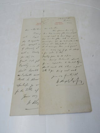 Two letters from W. Shipley Godfrey? to unknown person in Portsmouth (England