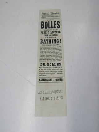 Doctor Bolles Will Deliver His Last Public Lecture This Evening On The Importance of Bathing