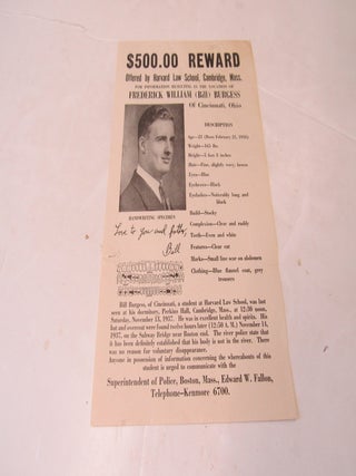 Missing Persons Poster for Frederick Burgess, 1937