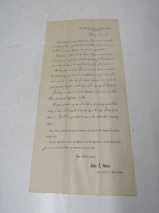Letter sheet. John L. Seers Late Clerk U.S. Board of Claims announces his services in collection...