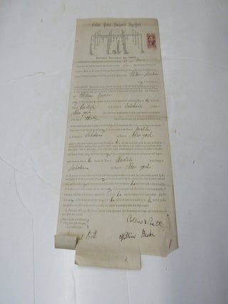 Printed and manuscript patent and contract for Collins Patent Horizontal Hop-Yar