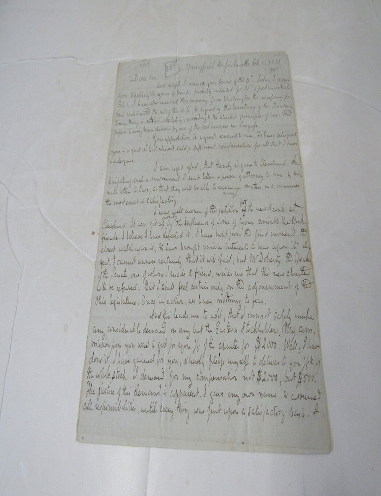 Item #3607 ALS George Bancroft Letter on Banking, 1832