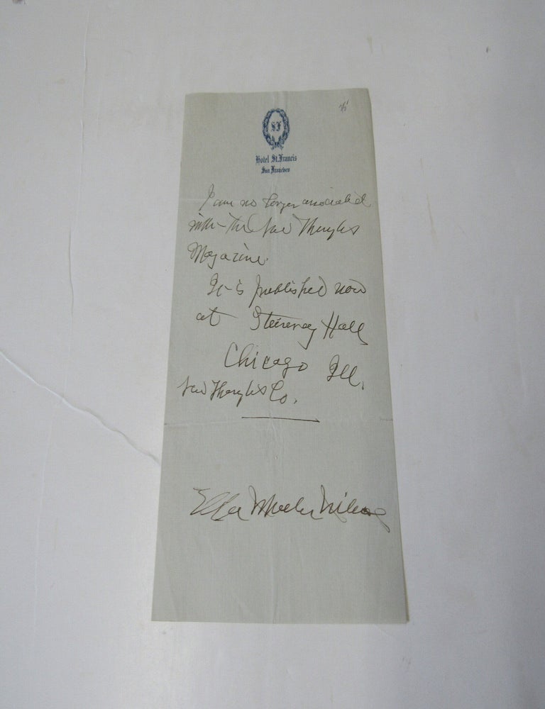 Item #3615 Ella Wheeler Wilcox Signed Letter