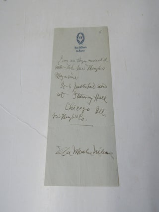 Ella Wheeler Wilcox Signed Letter