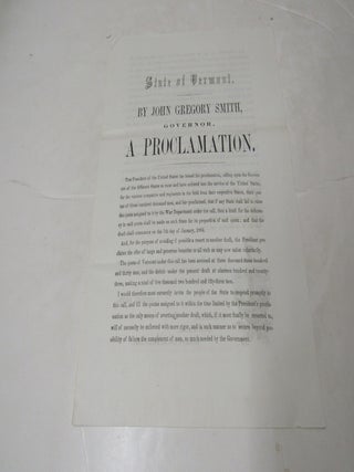 State of Vermont By John Gregory Smith Governor. A Proclamation