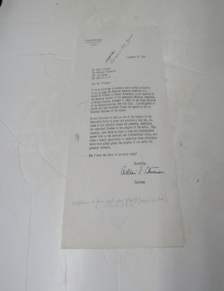 Item #3667 Civil Rights Movement Signed Letter Adlai Stevenson