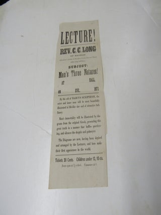 Lecture! Subject: Man's Three Natures