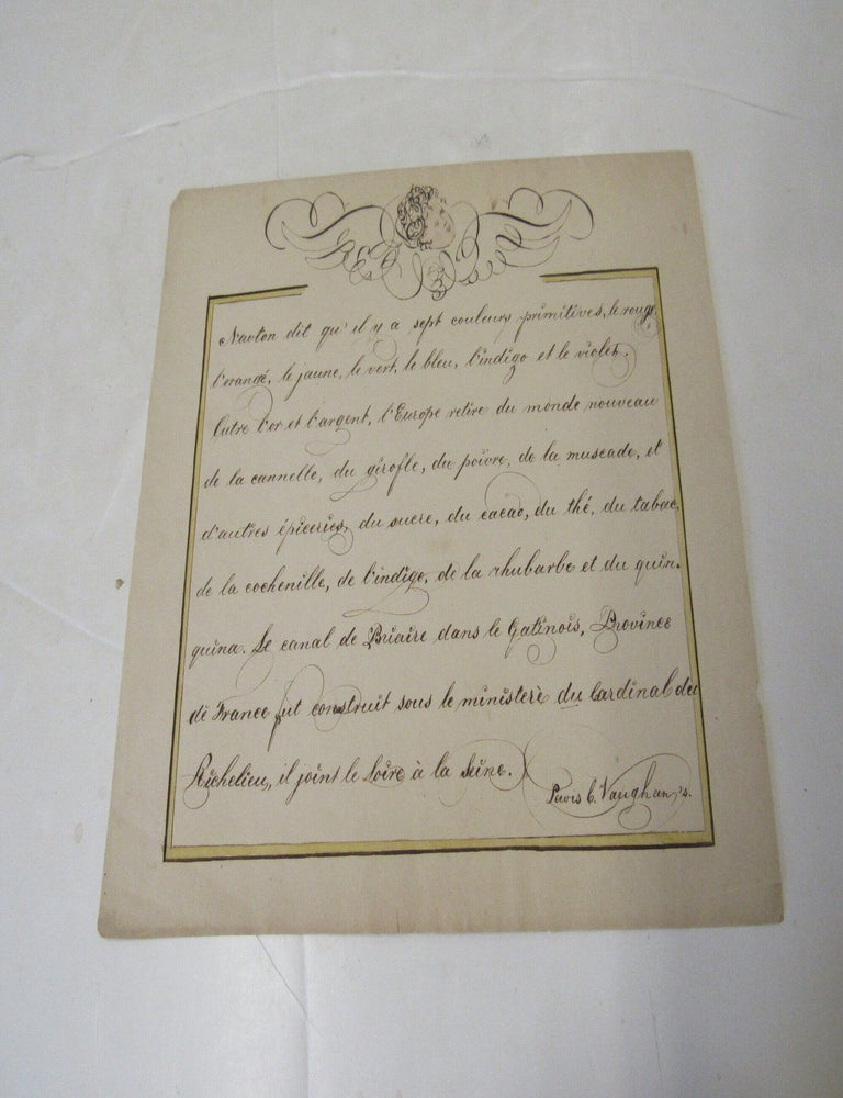 Item #3680 c.1810 Early Calligraphic Exercise Delaware