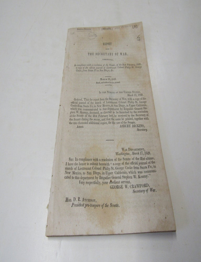 Item #3686 1849 Mormon Battalion Report from the Secretary of War. Philip St. George Cooke.