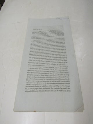 1836 Printed Letter Addressed to Clergy in England Seeking to Raise Finds to Hire a Servant for...