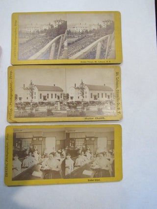 3 Shaker Stereoviews of the Mount Lebanon New York Shaker Community