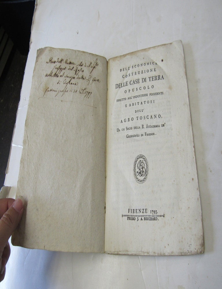 Item #3827 Dell'Economica Construzione Delle Case di Terra ...1791. Giuseppe Del Rosso.