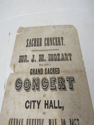 "Mozart" Concert Broadside Springfield MA 1857