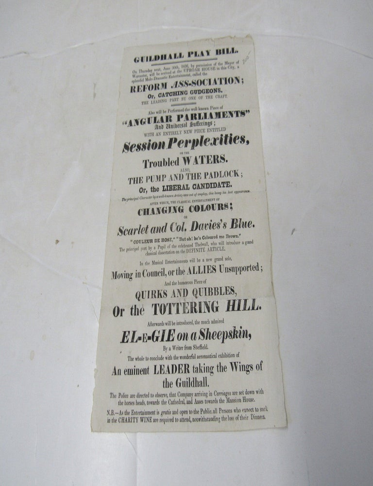 Item #3919 Guildhall Play Bill Reform Ass-sociation of Catching Gudgeons Broadside