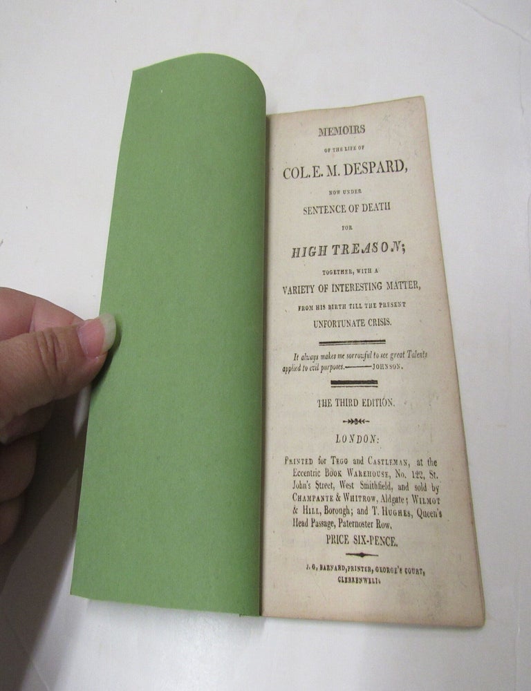 Item #3935 Memoirs of the Life of Col. E.M. Despard now under sentence of death for high treason