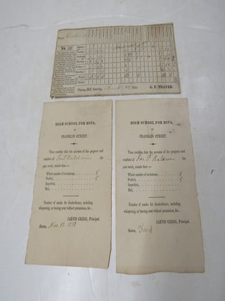 Three Report Cards High School For Boys Franklin St and Chauncey Hall