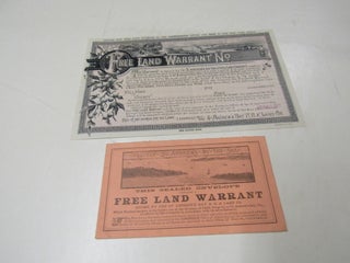 Item #3973 Free Land Warrant St. Andrews Bay Railroad & Land Co. April 30, 1887