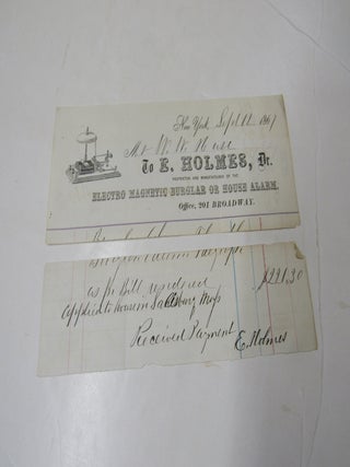 Item #4042 Holmes First Commercial Burglar Alarm Co. Illustrated Billhead 1867