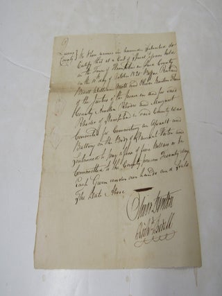 Item #4049 Legal Document regarding Assault and Battery by Amelia Rhodes and Margaret Rhodes who...