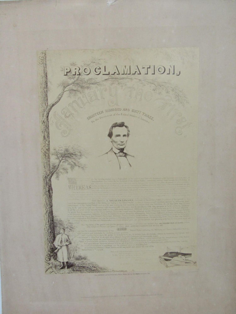 Item #728 Large Photographic picture of a pen and ink drawing of President Lincoln's Emancipation Proclamation of 1863. J. E. Paine.