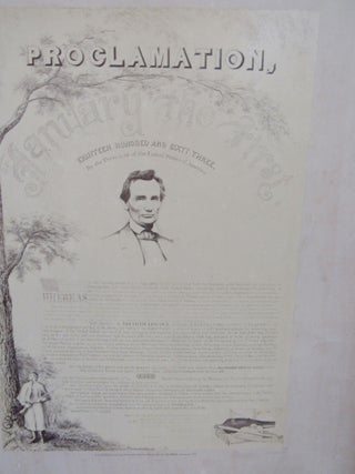 Large Photographic picture of a pen and ink drawing of President Lincoln's Emancipation Proclamation of 1863