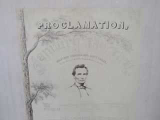 Large Photographic picture of a pen and ink drawing of President Lincoln's Emancipation Proclamation of 1863
